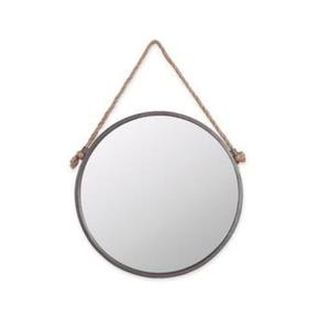 Miroir de salle de bain de forme ronde avec poignée en Jute, décoration moderne en bambou - Product Image 1