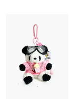 Porte-clés en peluche Panda Unique avec lunettes, Pendentif de sac Panda créatif en pull rouge, Jouet en peluche de luxe, Accessoire Popcorn, Porte-clés
