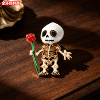 Bros Kerangka Karakter Kartun Lucu Laris Manis, Aksesoris Kostum Halloween, Hiasan Dada