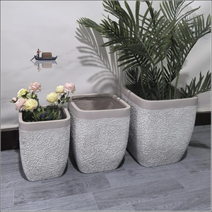 Luxury <b>Marble</b> Finish Flower Pots Elegant Stone Look Vase for Hotel Lobby Decoration <b>Large</b> Floor Planter Pot - Product Image 2