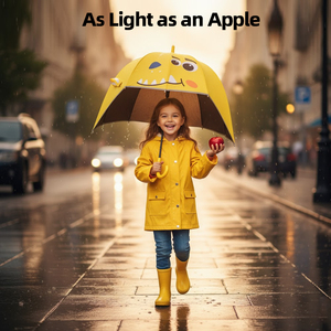 Parapluie droit pour enfants, motif dessin animé, semi-automatique, revêtement noir, tout-en-un, sûr, avec bande réfléchissante, pare-soleil, pour la rentrée scolaire, 210T - Product Image 2