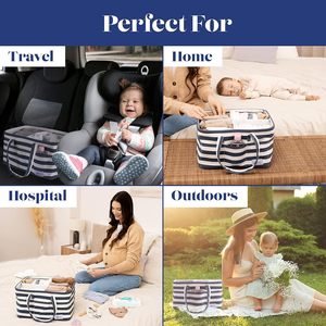 Organizer Portatile in Tela per Pannolini con Borsa Grigia e Tasca Portaoggetti per Bambini, Capacità 17L, Leggero con Manico Morbido - Product Image 5