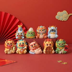 Statuetta Creativa in Resina a Forma di Leone Nafulong Longsheng Jiuzi Decorazione per Casa Regalo di Compleanno Scrivania Ufficio - Product Image 1