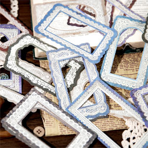 50 pièces/paquet matériel papier coucher de soleil retour à la série Shanhai Style rétro dentelle bordure bricolage décoratif Base Collage carte 6 modèles - Product Image 3