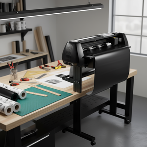 Machine de découpe vinyle 28 pouces, largeur de coupe maximale, lames doubles, force et vitesse réglables, écran LED, compatible avec le logiciel Signmaster - Product Image 2