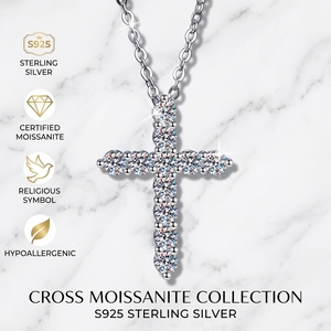 Collier Croix en Gros en Argent Sterling S925 Moissanite pour Usage Quotidien Luxe Iced Out Ganku - Product Image 1