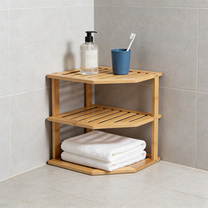 Trépied d'angle en <span class=keywords><strong>bambou</strong></span> à 3 couches pour organiser les supports de rangement et les supports pour épices et condiments de cuisine - Product Image 1