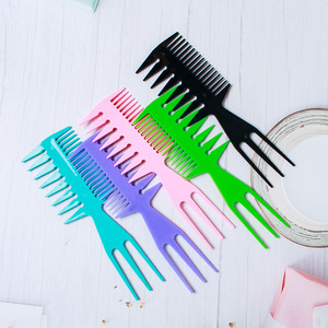 Pettine da Barbiere 3-in-1 per Uomo, Pettine a Forchetta per Capelli, Pettine a Denti Larghi in Plastica Colorata di Alta Qualità, Personalizzabile con Logo - Product Image 1