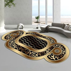 Harga murah grosir karpet ruang tamu Modern karpet gaya Turki karpet pemotong emas pola awan karpet pelari kopi - Product Image 2