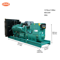 Générateurs diesel ouverts sur châssis ByCummins 1200kW 1500kVA 1100kW triphasés 400/230V 50Hz pour mines, centrales électriques, centres de données, certifiés ISO CE