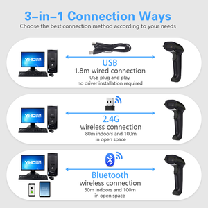 Yhdaa Cầm Tay 2D CMOS QR Code Reader Rugged Cho <span class=keywords><strong>Bluetooth</strong></span> Không Dây Máy Quét Mã Vạch Giao Diện USB Cho Cửa Hàng Sử Dụng Trong Kho - Product Image 3