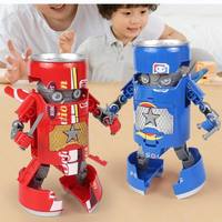 Figurines de guerriers ninjas transformables en bouteille de cola MILI avec articulations mobiles et armes, jouets en plastique pour enfants