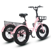 Triciclo eléctrico de 3 ruedas, 48V 500W, cuadro de aleación de aluminio, capacidad de carga de 200 kg, bicicleta para adultos, personas mayores, carga, camping y reparto.
