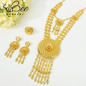 Wholesale Artificial 24K Gold <b>Arabic</b> Bridal Jewelry Set Inspired Exotic India Necklace Earrings Wedding Jewelry For Women - Product Image 2