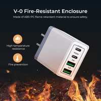 Chargeur USB C 4 ports 40W PD 3.0 & QC 3.0, adaptateur mural de charge rapide, station d'alimentation de bureau pour téléphone portable et tablette