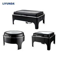 Ensemble de chauffe-plats hydrauliques en acier inoxydable noir/or rose pour hôtels, restaurants et buffets – Vente en gros