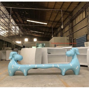 Banco de espera creativo de fibra de vidrio con diseño de cachorro de dibujos animados para centros comerciales, área de ocio y descanso infantil en exteriores, fabricado en China - Product Image 5