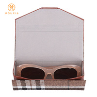 Étui à lunettes portable pliable en cuir PU à motif écossais avec logo personnalisé