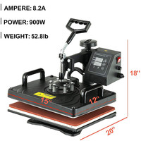 Presse à chaud pivotante 12x15 pouces (29x38 cm) pour sublimation de T-shirts, équipement commercial en gros