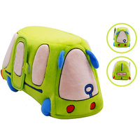 Jouet interactif pour chien en peluche couineur en forme de bus, jouet de confort pour bébé, jouet à mâcher durable pour petits et moyens chiens avec distributeur de friandises