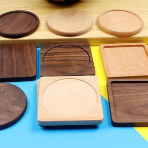 Ys87 Non-Slip Cup Mat Wooden With Engraving Drink Coasters Walnut Bamboo Custom Logo Round Blank Gift <b>Box</b> - Product Image 4