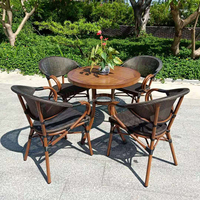 Personalización PE ratán marco de aluminio silla de jardín al aire libre Bistro Buff/muebles de jardín negro Juego de sillas de café