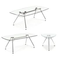 Table basse triangulaire minimaliste en verre avec structure métallique - Portable, décorative, légère et durable pour le bureau et le salon