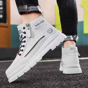 Men Casual White Sneakers Pu Thick-soled Height-increasing <b>Work</b> <b>Boots</b> Men - Product Image 1