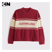 Pull en Coton Tricoté Décontracté pour Homme avec Lettres Jacquard, Certifié GRS, Collection Automne-Hiver