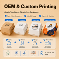 Caja de Comida para Llevar, Resistente a la Grasa, con Logotipo Personalizado, de Papel Kraft de Grado Alimenticio, para Hamburguesas, Papas Fritas, Pollo, Comida Rápida, OEM, Desechable