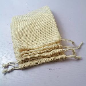 ถุงตาข่ายใส่ผลไม้ทำจากผ้าฝ้ายออร์แกนิกพร้อมฉลากถุงใส่ของชำเป็นมิตรต่อสิ่งแวดล้อมใช้ซ้ำได้ตามต้องการ - Product Image 3
