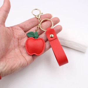 Hot Cute Leather Car Food Toy Doll <b>Keychain</b> Fruit Jewelry Making Charm Pendant Sublimation Leather Apple <b>Keychain</b> Gift Women - Product Image 4