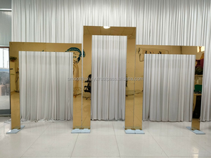 Support en arc lisse en acier inoxydable détachable de haute qualité or brillant décor de scène d'événement de fête de mariage support de fond Rectangle - Product Image 2