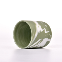 Bougeoir parfumé personnalisable de finition mate de pot de bougie en céramique de marbre vert