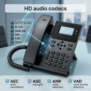 Téléphone <span class=keywords><strong>IP</strong></span> SIP professionnel KS30, 2 comptes SIP, <span class=keywords><strong>voix</strong></span> HD, écran LCD rétroéclairé de 2,3 pouces, téléphone de bureau VoIP pour bureau moderne - Product Image 2