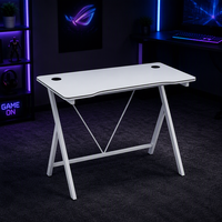 Bureau de jeu ergonomique rectangulaire avec structure en acier et surface en bois, design moderne, table de jeu réglable en hauteur pour la maison, le bureau ou la chambre