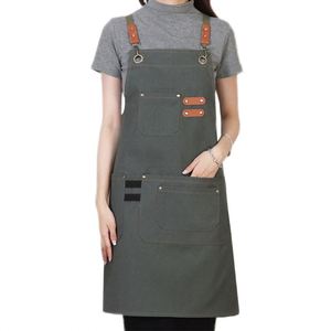 Tablier sans manches en toile polyester-coton, taille ajustable, logo personnalisable, poches à outils réutilisables pour salons et multiples occasions - Product Image 1