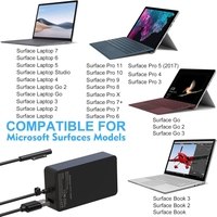 Chargeur secteur rapide 127W 15V 8A pour Microsoft Surface Pro X 9 8 Book 3 Laptop 5 Go 3, cordon de remplacement