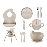 Chaise haute pour bébé, siège d'alimentation réglable pour bébé et assiette en silicone pour bébé, ensemble d'alimentation en silicone, vente chaude
