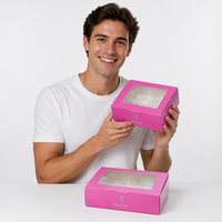 Caja Rectangular de Cartón para Pasteles al por Mayor con Ventana y Logotipo Personalizable, Laminación Mate, Empaque para Regalo de Donuts