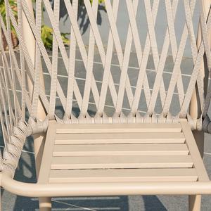 Juego de mesa y silla de comedor de <span class=keywords><strong>cuerda</strong></span> tejida, nórdico, para jardín, <span class=keywords><strong>restaurante</strong></span>, Aire libre, con cojín - Product Image 4