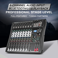 DT8 Console de mixage audio professionnelle à 8 canaux avec fonction Blue -tooth pour le mixage de bandes extérieures Enregistrement PC Karaoké