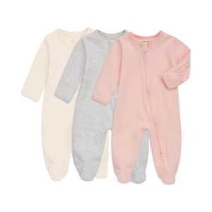 Pijama de Punto de Algodón para Bebé, Ropa Infantil con Puños de <span class=keywords><strong>Manoplas</strong></span>, Doble Cremallera, para <span class=keywords><strong>Dormir</strong></span>, para Otoño/Invierno - Product Image 1