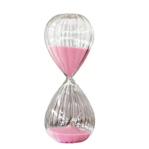 Customized Logo hot sale vertical stripe hourglass for timing / sand clock / color sand glass gift