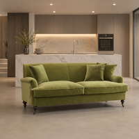 Canapé sectionnel en tissu velours carré trois places avec structure en bois massif, design moderne et durable pour la maison, l'hôtel ou le sous-sol