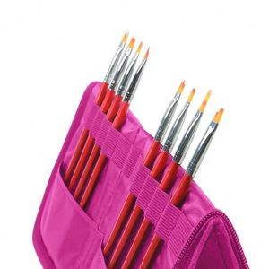 Sac de rangement pour pinceaux à ongles personnalisé en usine BSCI, organiseur de stylos cosmétiques, sac de maquillage rose pour manucure - Product Image 4