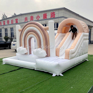 Cầu Vồng Inflatable Bouncer Trung Tính Nhà Bị Trả Lại Với Trượt Kép Và Bóng Pit Hồ Bơi Sang Trọng Trắng Nhảy Lâu Đài Cho Trẻ Em - Product Image 3