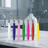 Ensemble de gratte-langue en acier inoxydable, manche en plastique multicolore en option, ensemble d'outils d'hygiène buccale, nettoyage de la langue, prévention de l'halitose