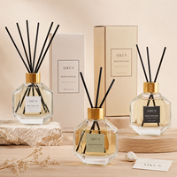 Diffuseur de parfum en verre cylindrique noir moderne avec logo personnalisé AIKUN pour la maison, l'hôtel, le spa, le bureau, la vente au détail, les cadeaux et la décoration