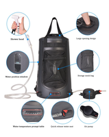 Sac de douche solaire portable 20L avec poche à eau chauffante en TPU pour camping, randonnée, voyage, plage et festival